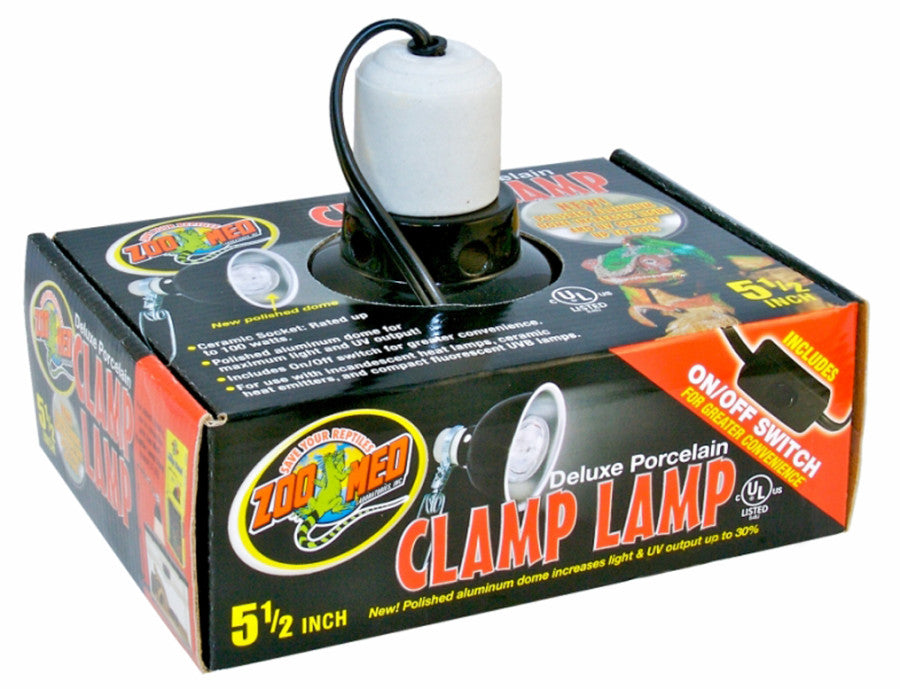 Zoo Med Deluxe Porcelain Clamp Lamp Fixture Black