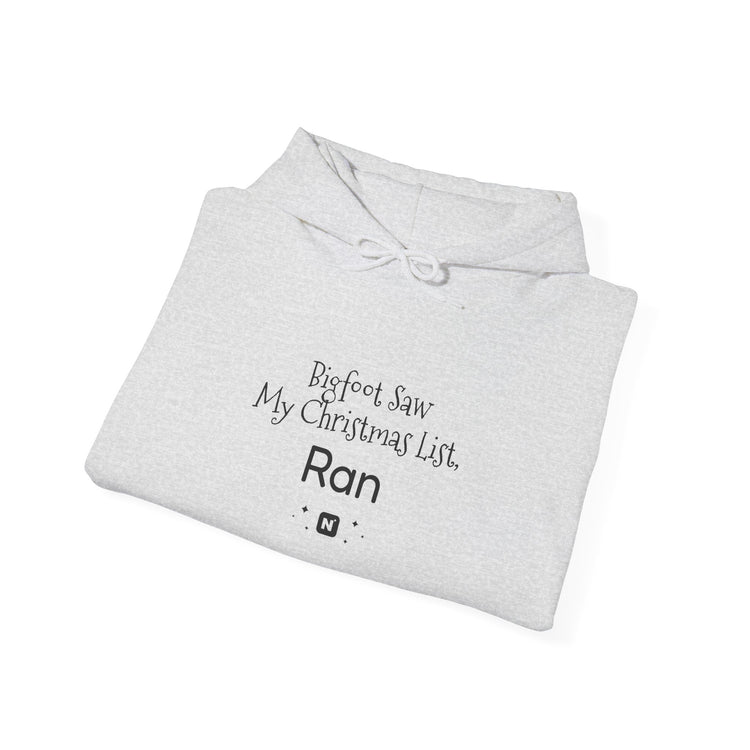 Bigfoot Christmas List™ Hooded sweatshirt in ash – original NewGiftDay design