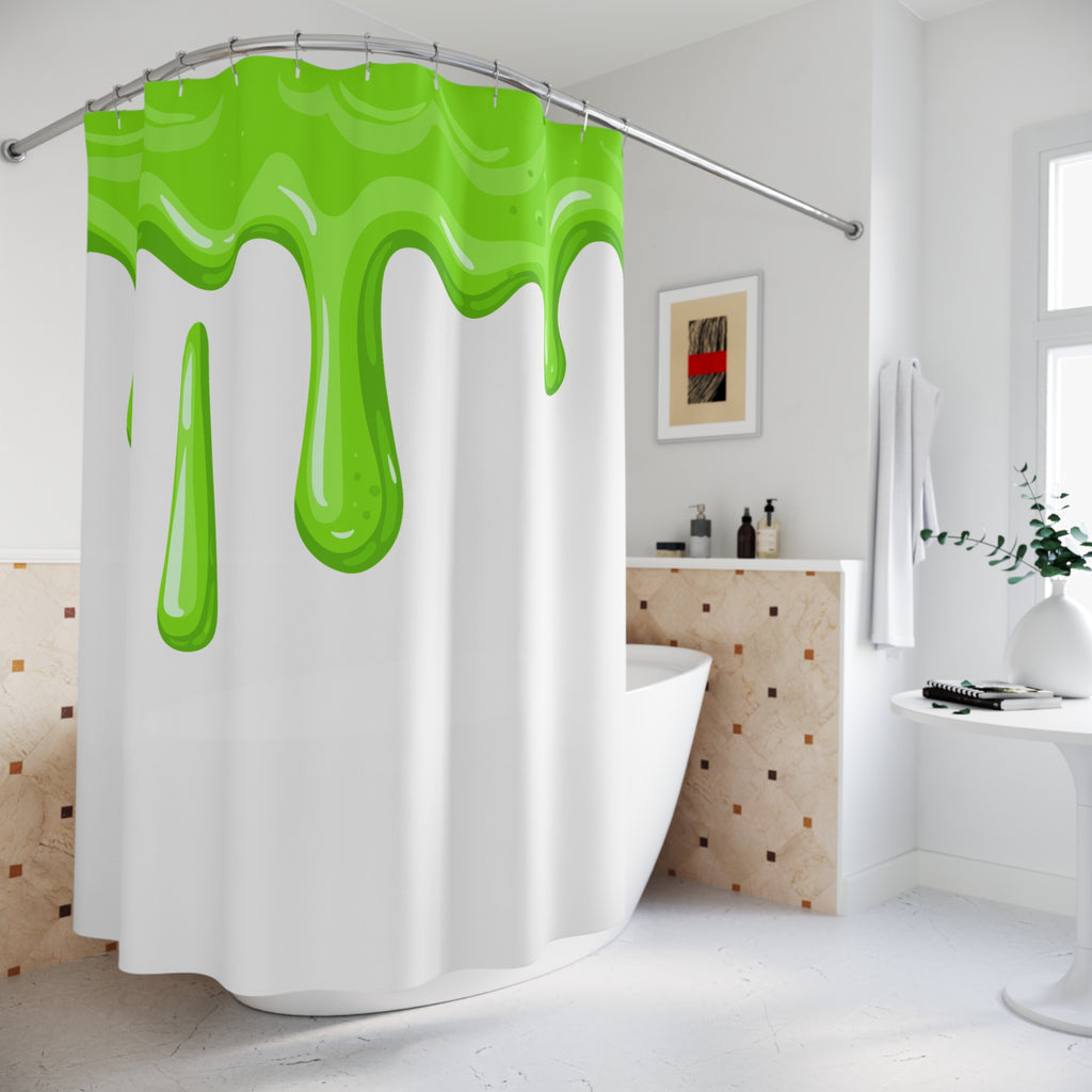 Dripping Green Goo Shower Curtain Gift: Playful Slime Art for Quirky Homes