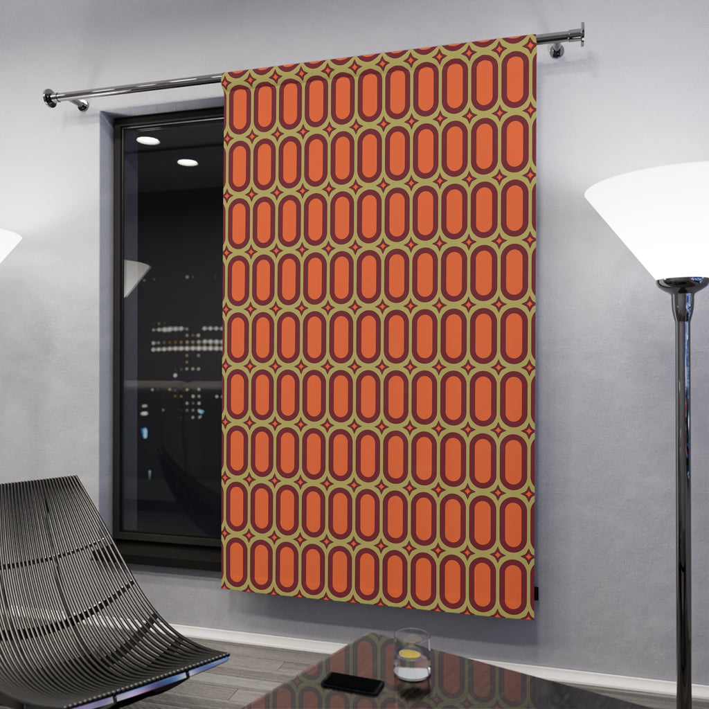 Retro Oval Things Pattern Blackout Window Curtain