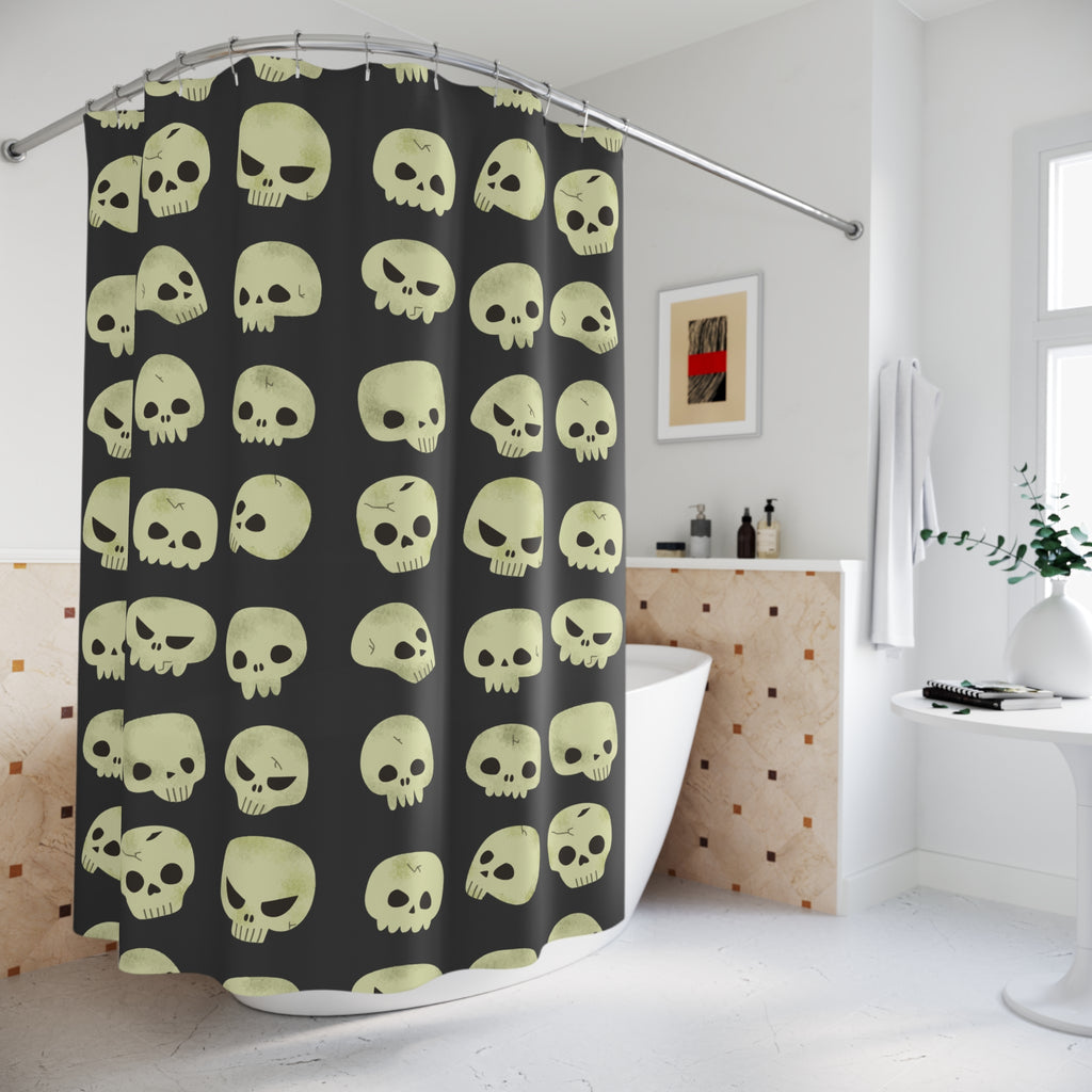 Quirky Cartoon Skull Pattern Shower Curtain Gift: Playful Spooky for Unique Homes