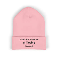 My Job Title Is A Moving Target Printed Cuffed for Cold Mornings beanie – original NewGiftDay design, view 2