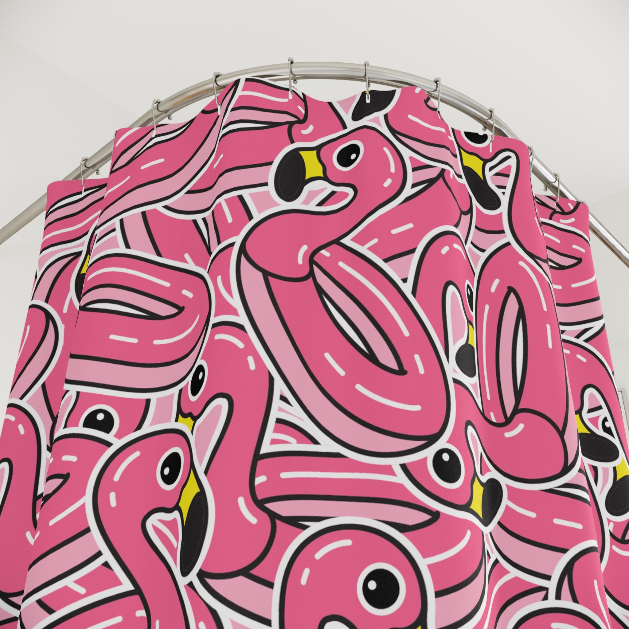 Pink Flamingo Pool Float Shower Curtain Gift: Tropical Fun for Whimsical Homes