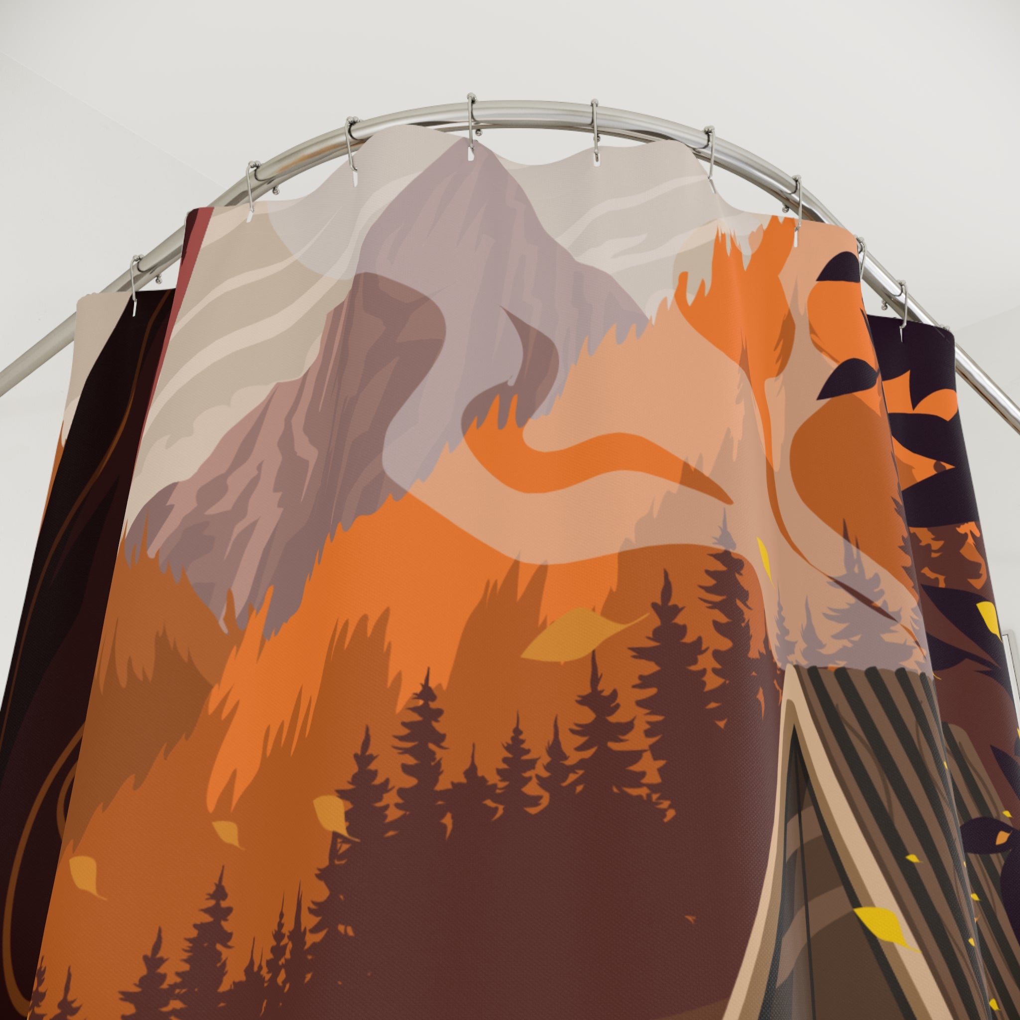 Scenic Autumn A-Frame Cabin Retreat Shower Curtain Gift: Cozy Fall for Nature Escapes