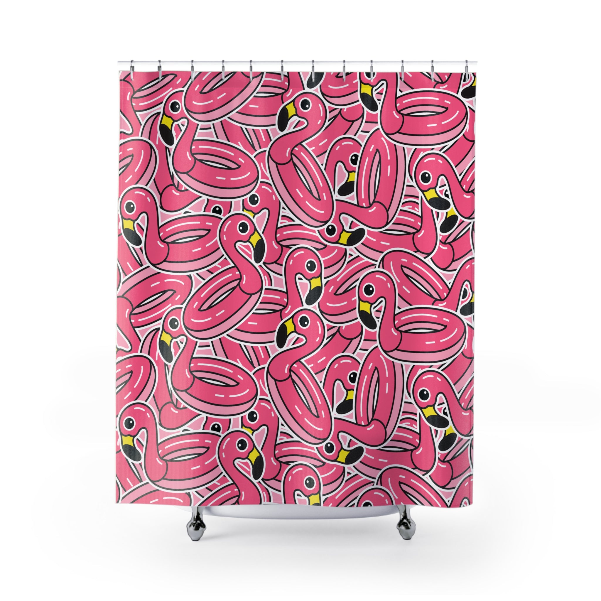 Pink Flamingo Pool Float Shower Curtain Gift: Tropical Fun for Whimsical Homes