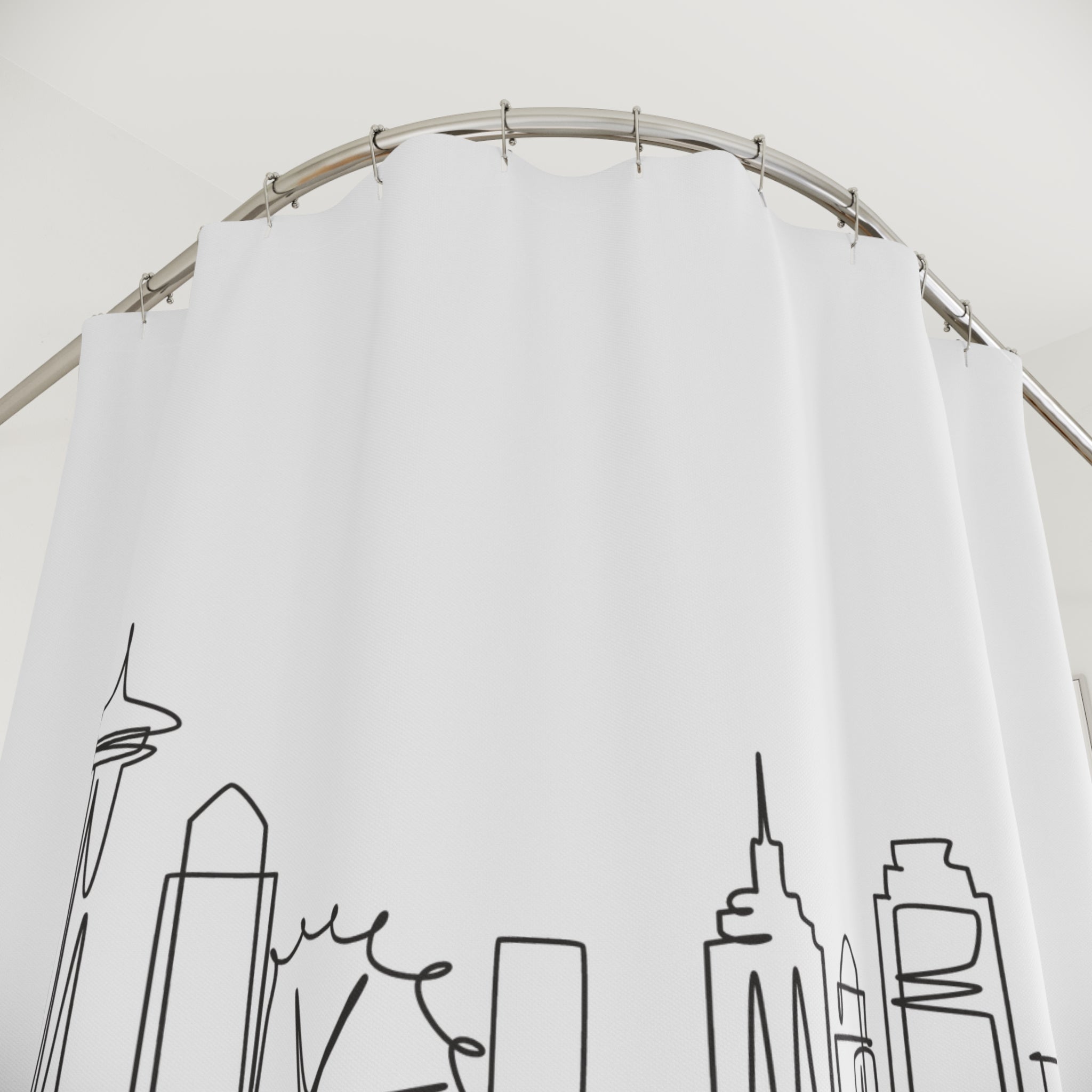 Minimalist Seattle Skyline Shower Curtain Gift: Urban Line Art for Modern Traveler Homes