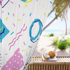 90s Style Geometric Pattern Blackout Window Curtain