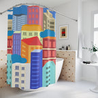 Vibrant Cityscape Art Shower Curtain Gift: Urban Chic for Dynamic Homes