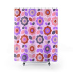 Mod Geometric Pink Flower Tile Shower Curtain Gift: Retro Pop for Stylish Homes