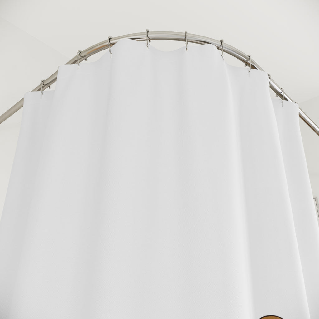 "Hey There, Big Guy" Pin-Up Shower Curtain Gift: Retro Humor for Bold Personalities