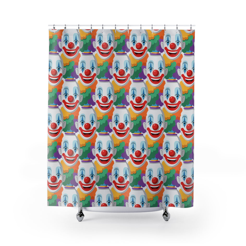 Repeating Clown Faces Shower Curtain Gift: Hilarious Circus Art for Bold Homes