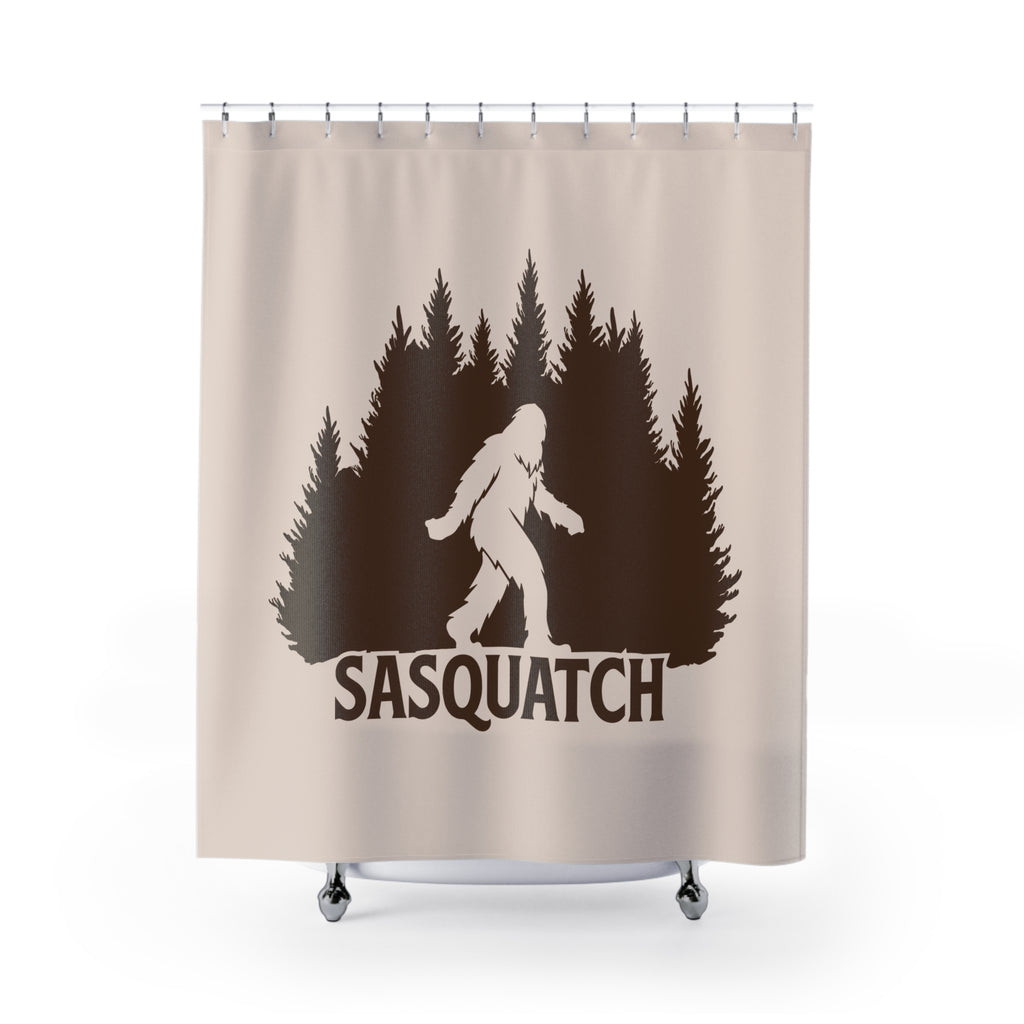 Sasquatch Forest Graphic Shower Curtain Gift: Cryptid Lore for Rustic Retreats