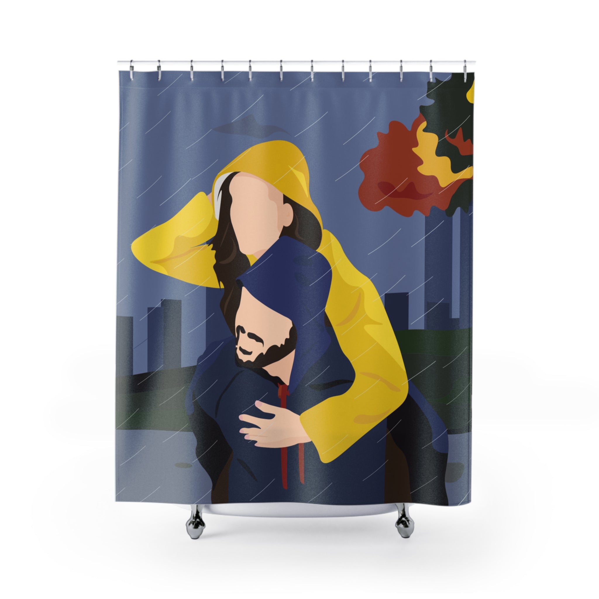 Rainy Day Piggyback Love Story Shower Curtain Gift: Romantic Comfort for Cozy Homes