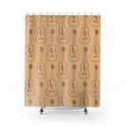 Acoustic Guitar Line Art Shower Curtain Gift: Rustic Harmony for Musician Homes