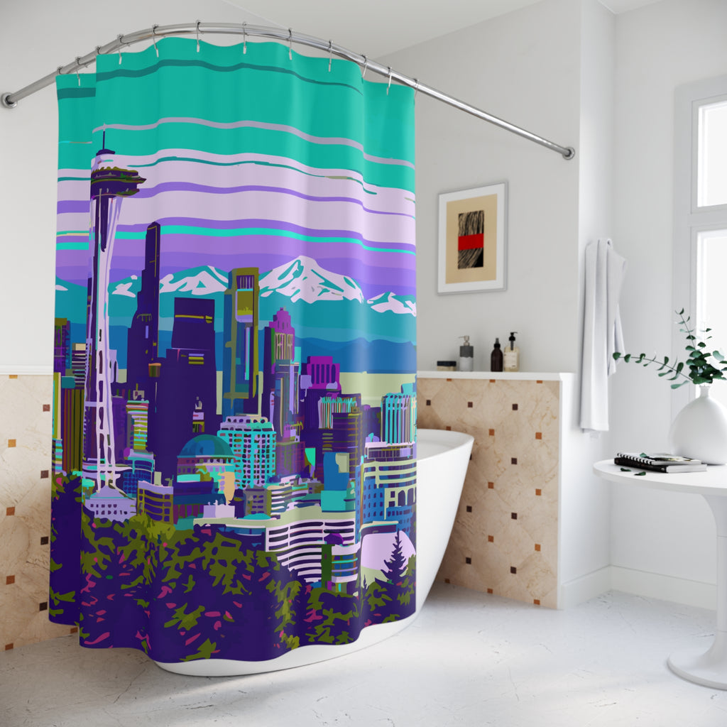 Seattle Skyline Pop Art Shower Curtain Gift: Urban Chic for Modern Homes