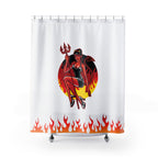 Pin-Up She-Devil & Flames Shower Curtain Gift: Edgy Retro Art for Bold Bathrooms