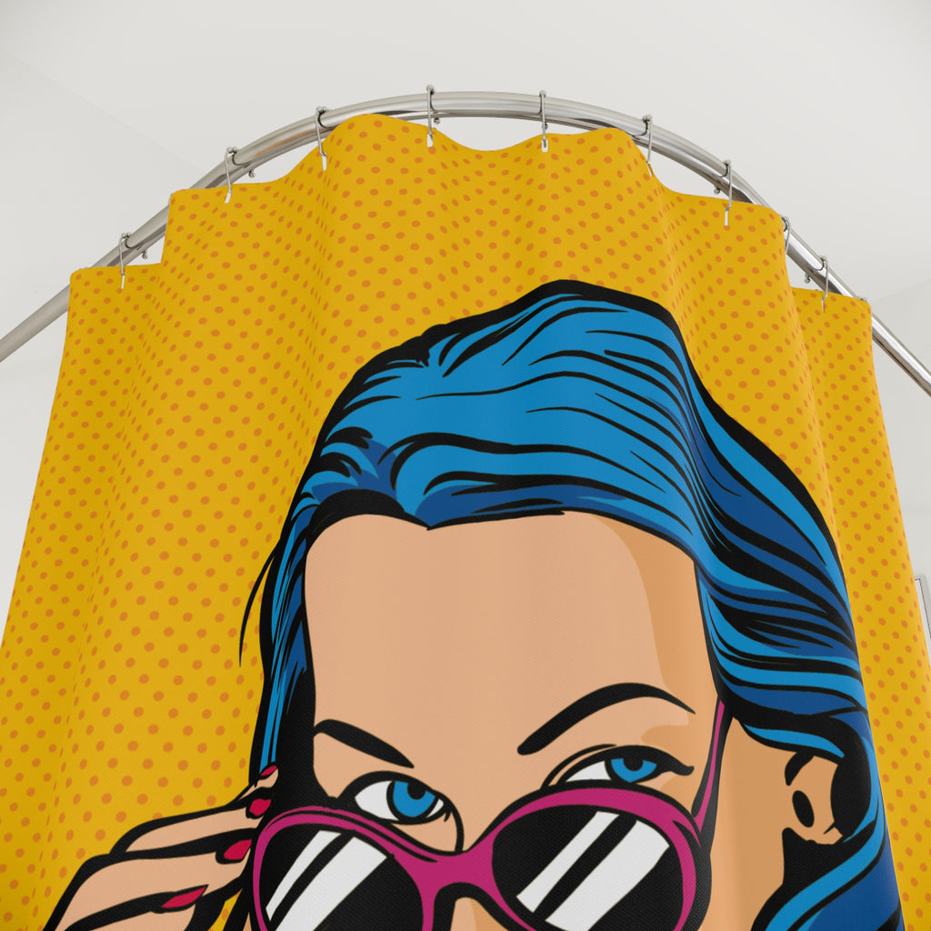 Pop Art Woman with Sunglasses Shower Curtain Gift: Retro Chic for Sophisticated Homes