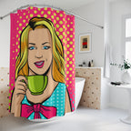 Pop Art Winking Woman with Teacup Shower Curtain Gift: Retro Glam for Chic Homes