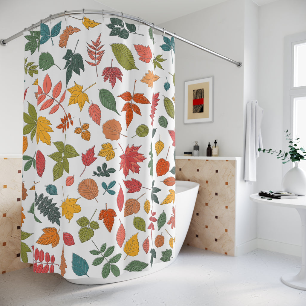 Vibrant Autumn Leaf Scatter Pattern Shower Curtain Gift: Natural Fall for Lively Homes