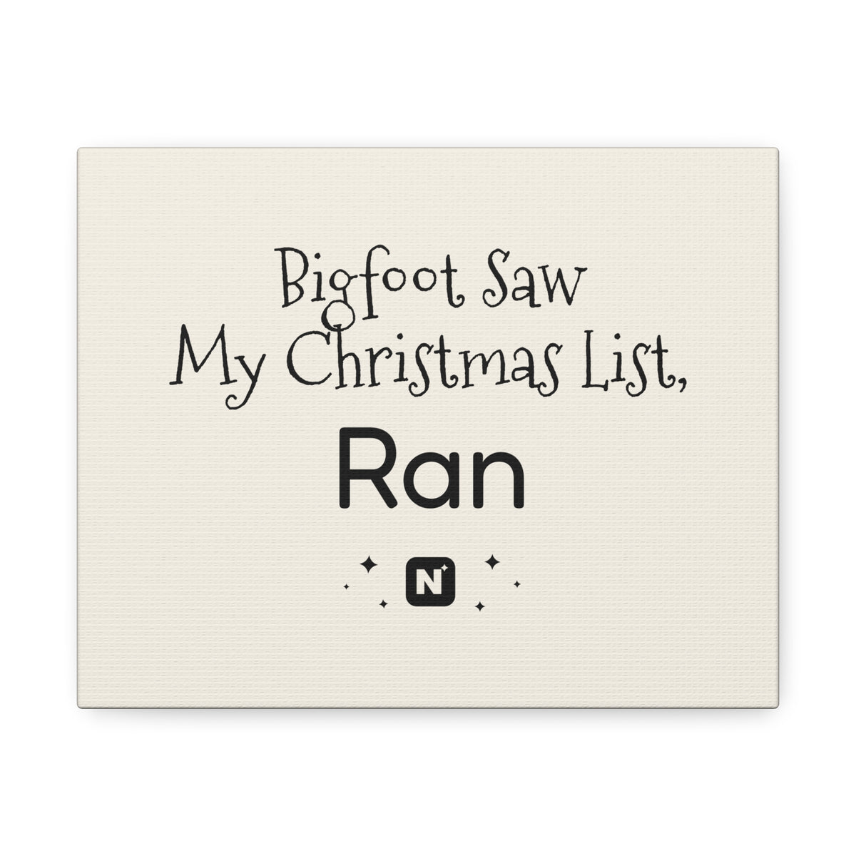 Bigfoot Christmas List canvas – original NewGiftDay design, view 5