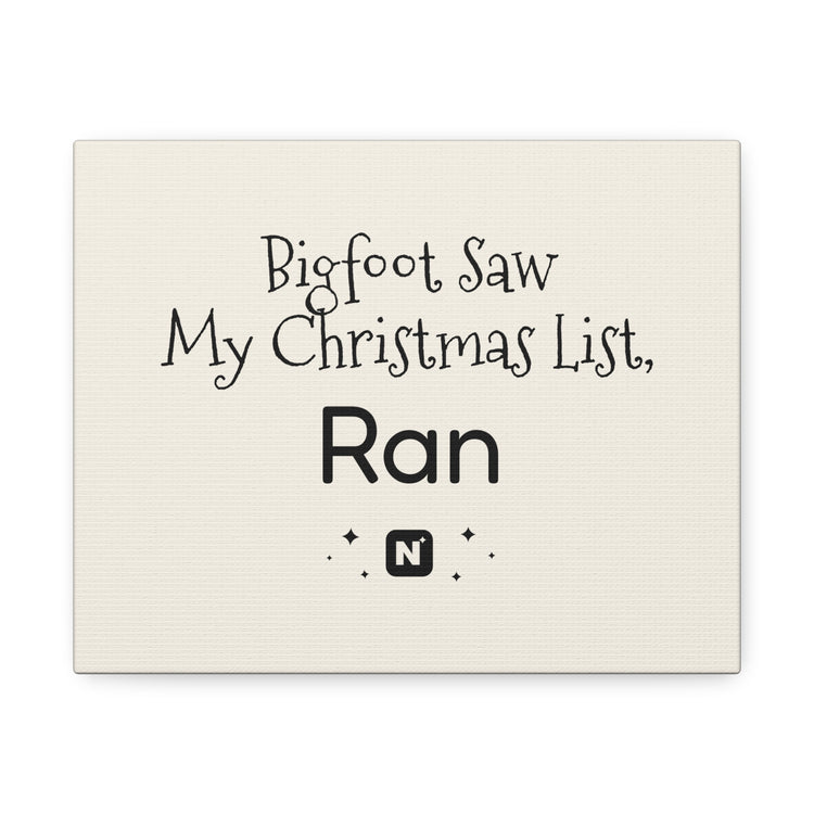 Bigfoot Christmas List canvas – original NewGiftDay design, view 5