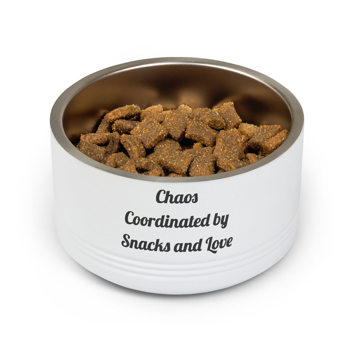 Chaos Coordinated by Snacks and Love Stainless Steel for Family Feedings pet bowl – original NewGiftDay design, view 4