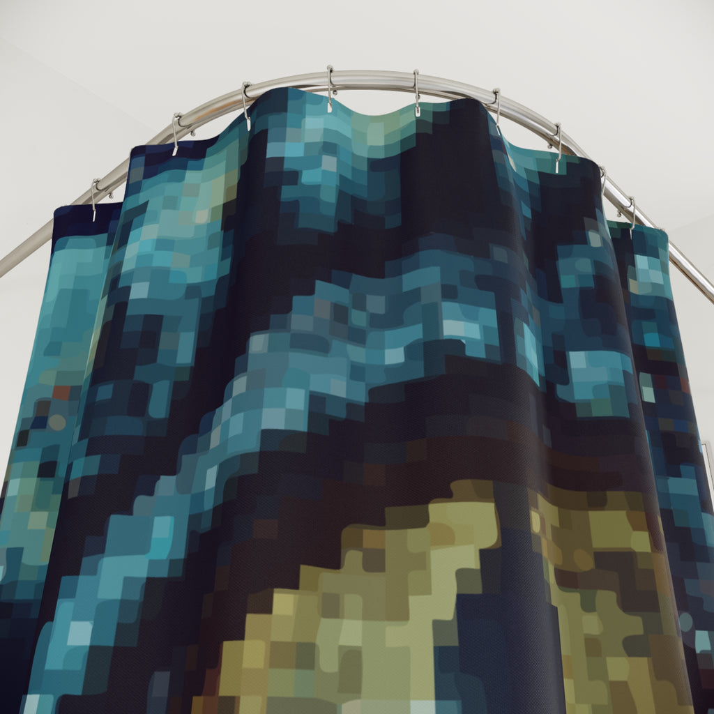 Dragon Eye Pixel Art Shower Curtain Gift: High-Impact Fantasy for Gamer Homes