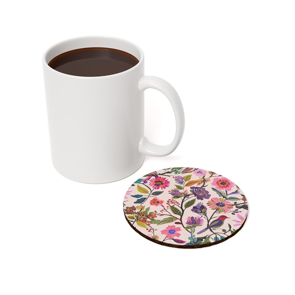 Blush Bird Garden Cork-Back Coaster for Pretty Sip Moments design