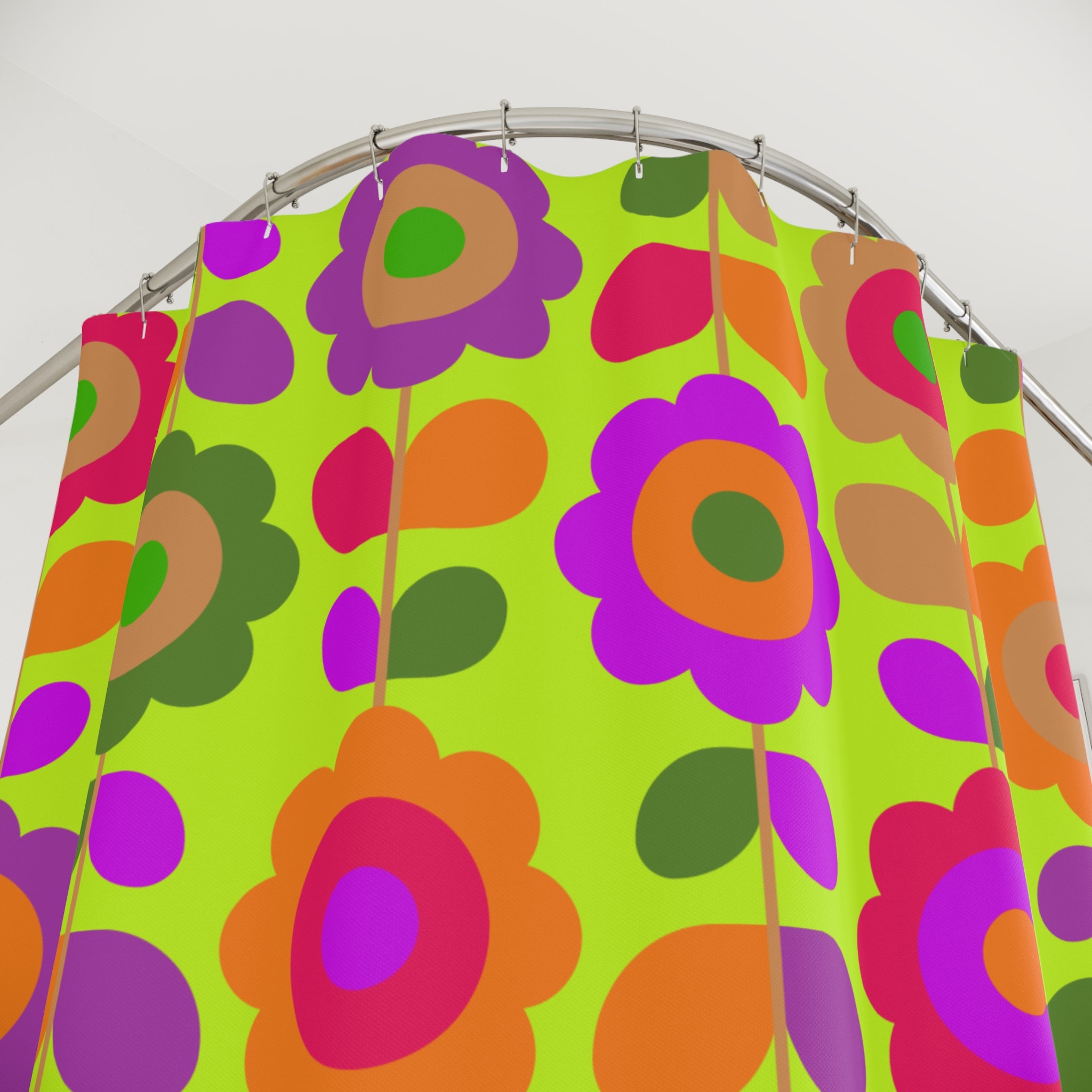 Neon Yellow Daisy Pattern Shower Curtain Gift: Pop Art Bloom for High-Energy Homes