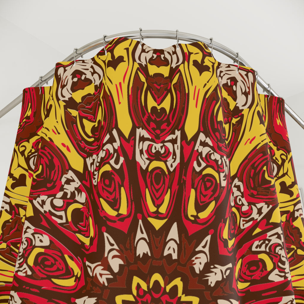 Radial Tribal Mandala Shower Curtain Gift: Earthy Folk Art for Global Homes