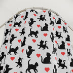 Whimsical Kitty Heart Pattern Shower Curtain Gift: Sweet Goth Style for Cat Lovers