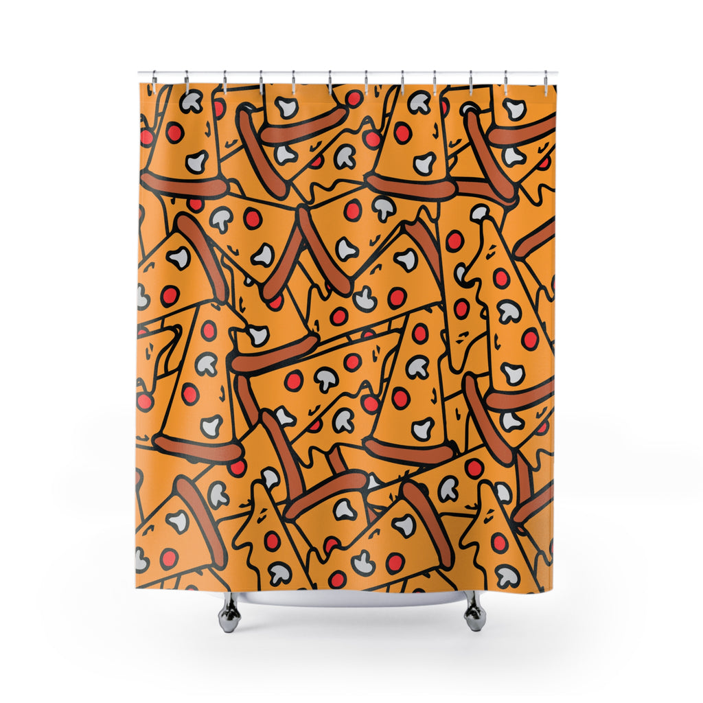 Pepperoni Pizza Slice Shower Curtain Gift: Maximalist Feast for Foodie Homes