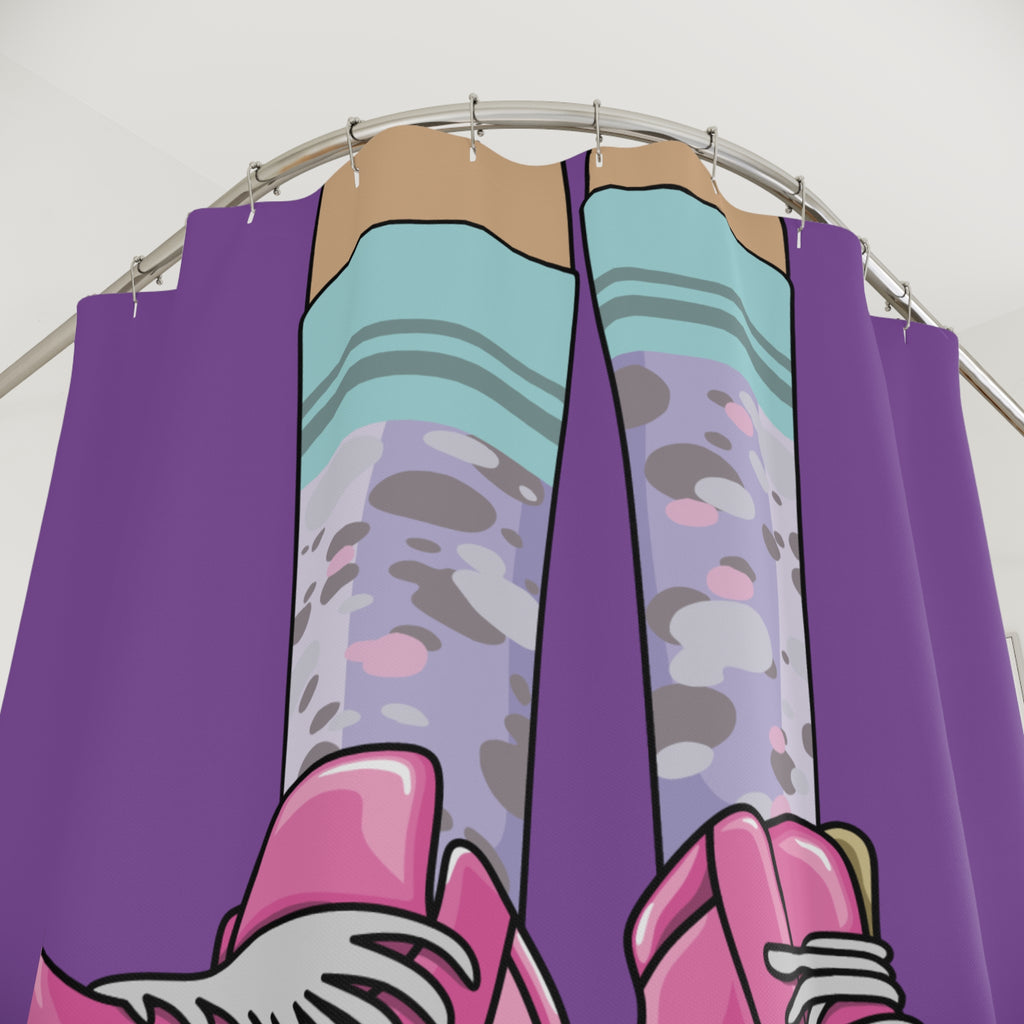 Pink & Purple Roller Skate Chic Shower Curtain Gift: Groovy Vibes for Nostalgic Bathrooms