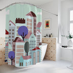 Pastel Cityscape Art Shower Curtain Gift: Minimalist Urban Charm for Tranquil Homes