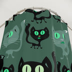 Whimsical Black Cat Pattern Green Shower Curtain Gift: Cozy Feline Charm for Pet Lovers