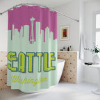 Pop Art Seattle Slogan Shower Curtain Gift: Vibrant City Pride for Traveler Homes
