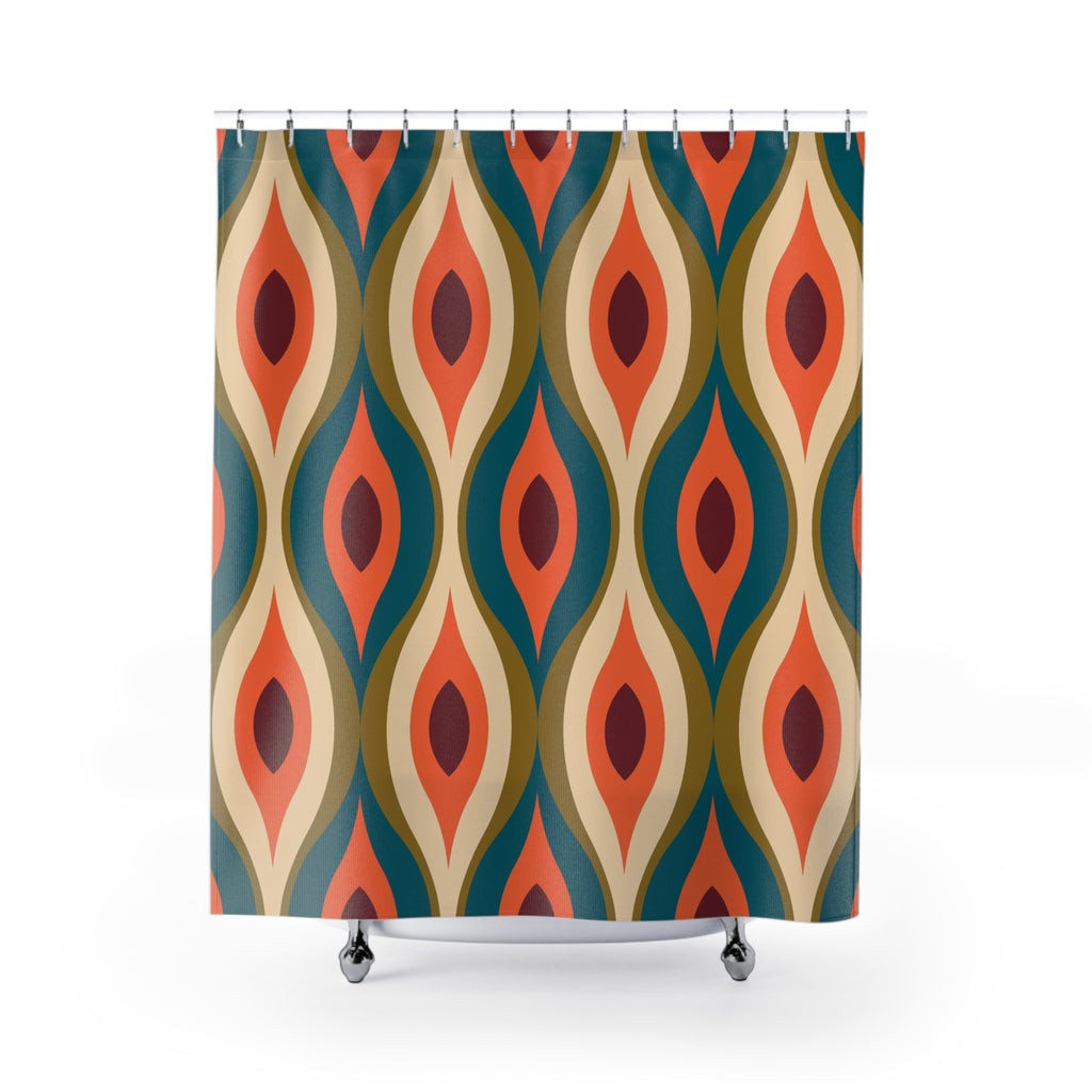 Mid-Century Ogee Pattern Shower Curtain Gift: Retro Elegance for Vintage Homes