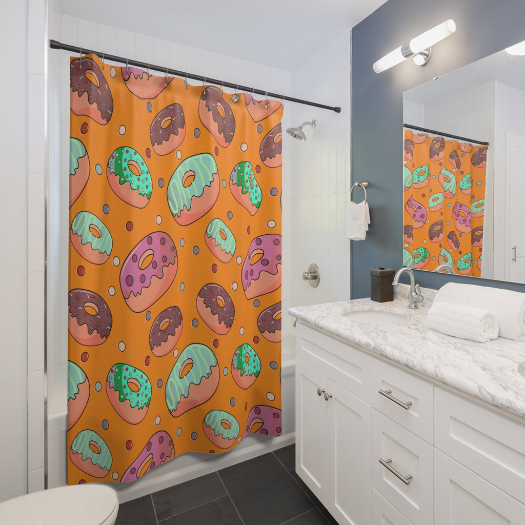 Glazed Donut Orange Pattern Shower Curtain Gift: Sweet Indulgence for Delightful Home
