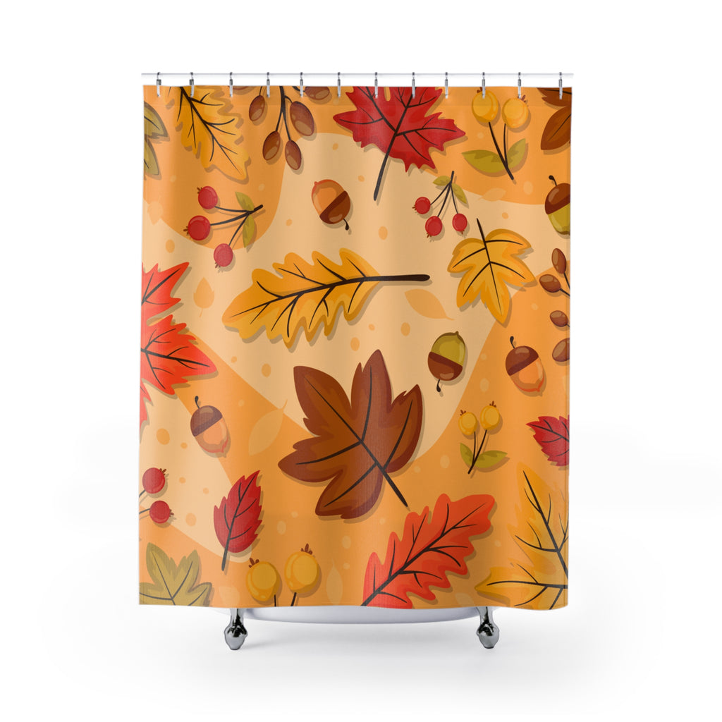 Vibrant Autumn Harvest Pattern Shower Curtain Gift: Festive Fall for Lively Homes