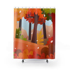 Picturesque Autumn Forest Landscape Shower Curtain Gift: Scenic Fall for Cozy Homes