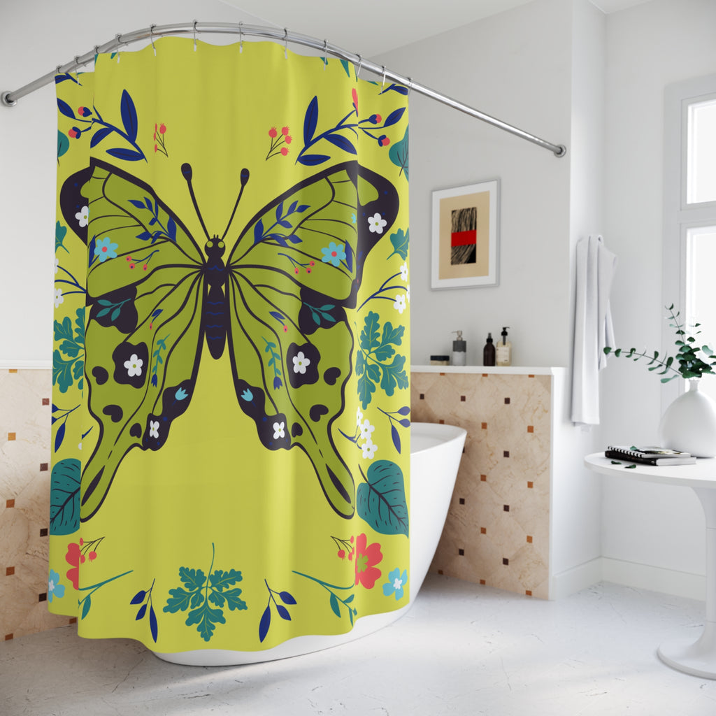 Monarch Butterfly Folk Art Shower Curtain Gift: Sunny Vitality for Nature Lovers