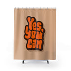 "Yes, You Can" Slogan Shower Curtain Gift: Retro Motivation for Dreamers