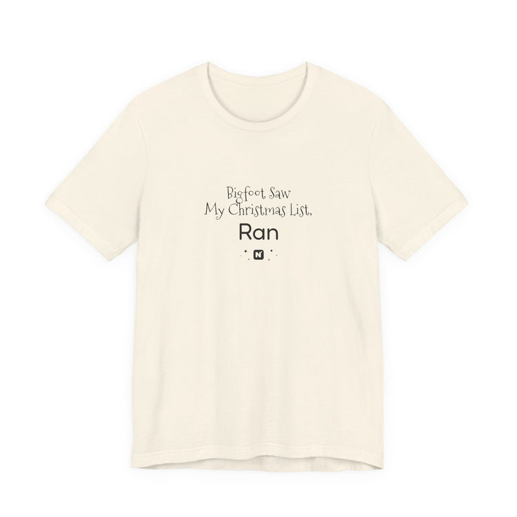 Bigfoot Christmas List T-shirt in natural – original NewGiftDay design