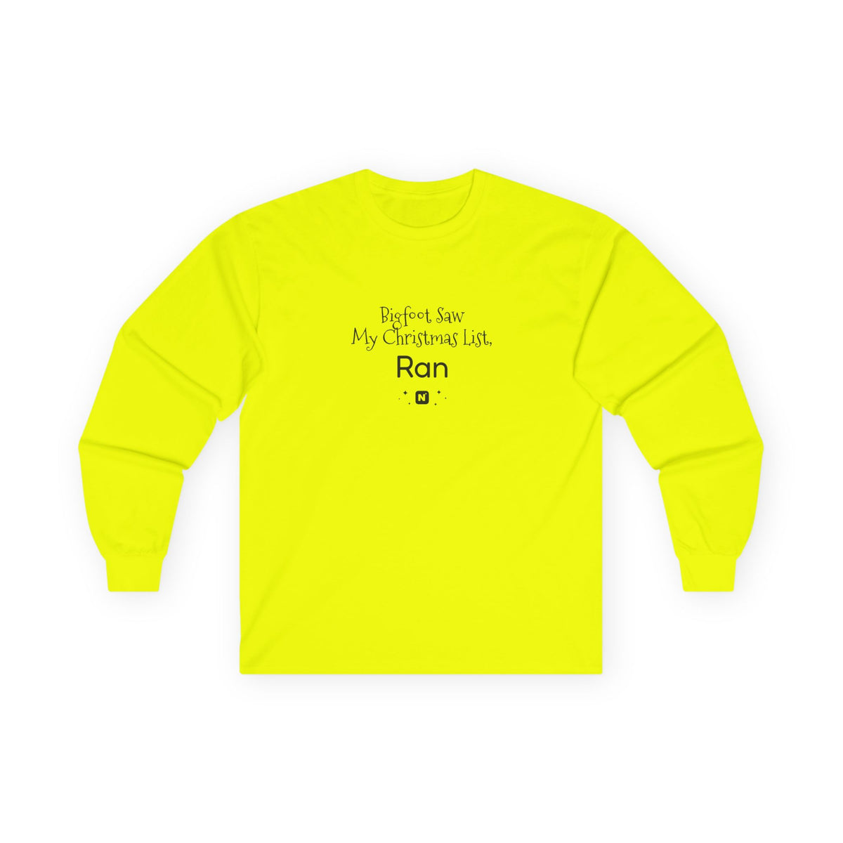 Bigfoot Christmas List long sleeve tee – original NewGiftDay design, view 14