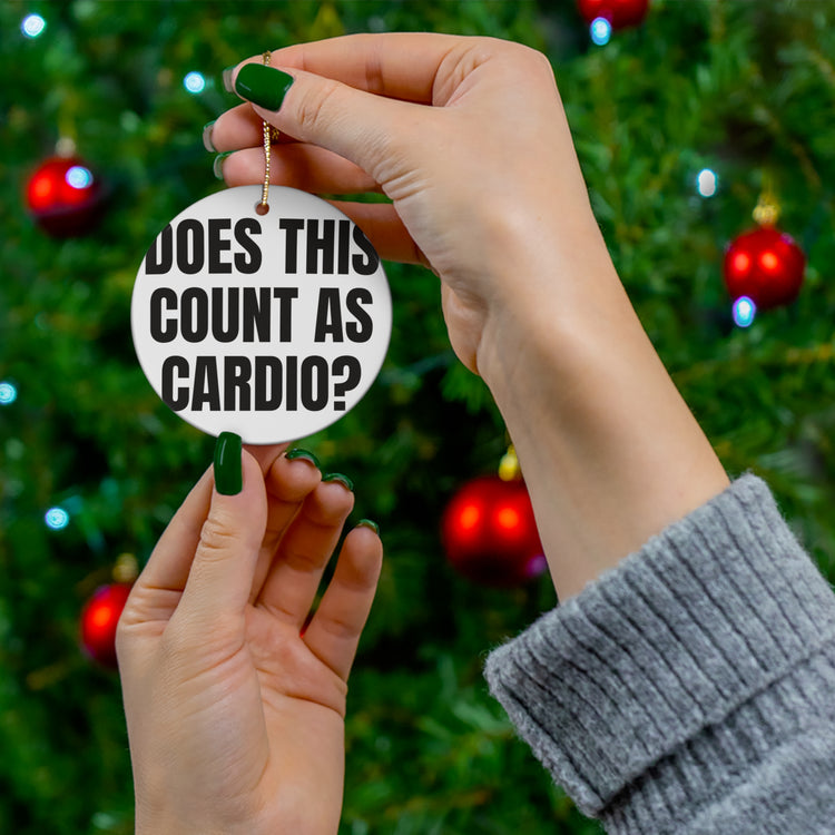 Does This Count as Cardio Ceramic Christmas for Gym Trees ornament – original NewGiftDay design, view 4