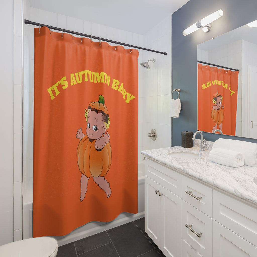 "It's Autumn Baby" Retro Pumpkin Costume Shower Curtain Gift: Charming Nostalgia for Fall Homes