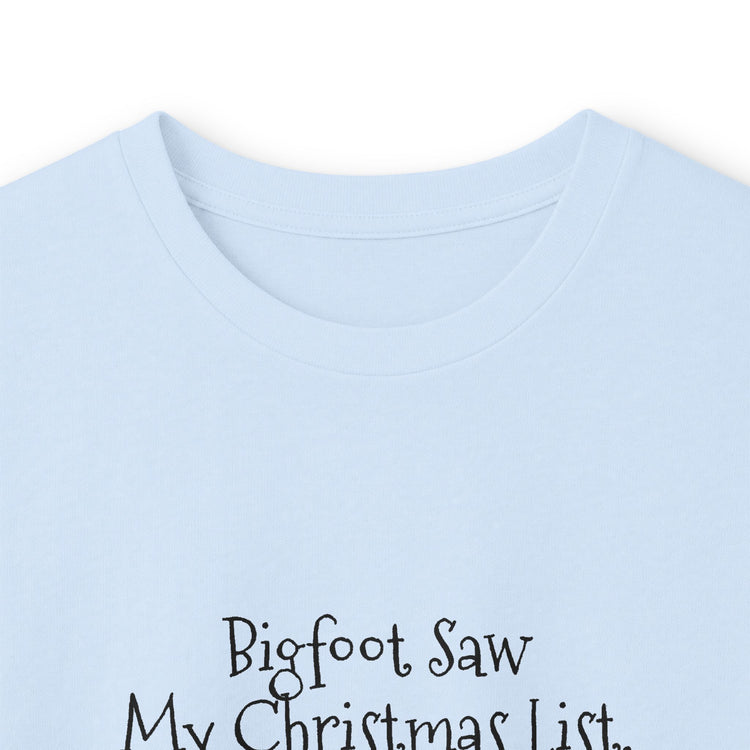 Bigfoot Christmas List long sleeve tee in royal – original NewGiftDay design