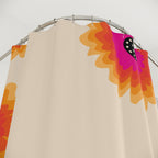 Retro Layered Floral Shower Curtain Gift: 70s Sunset Vibe for Bold Bathrooms