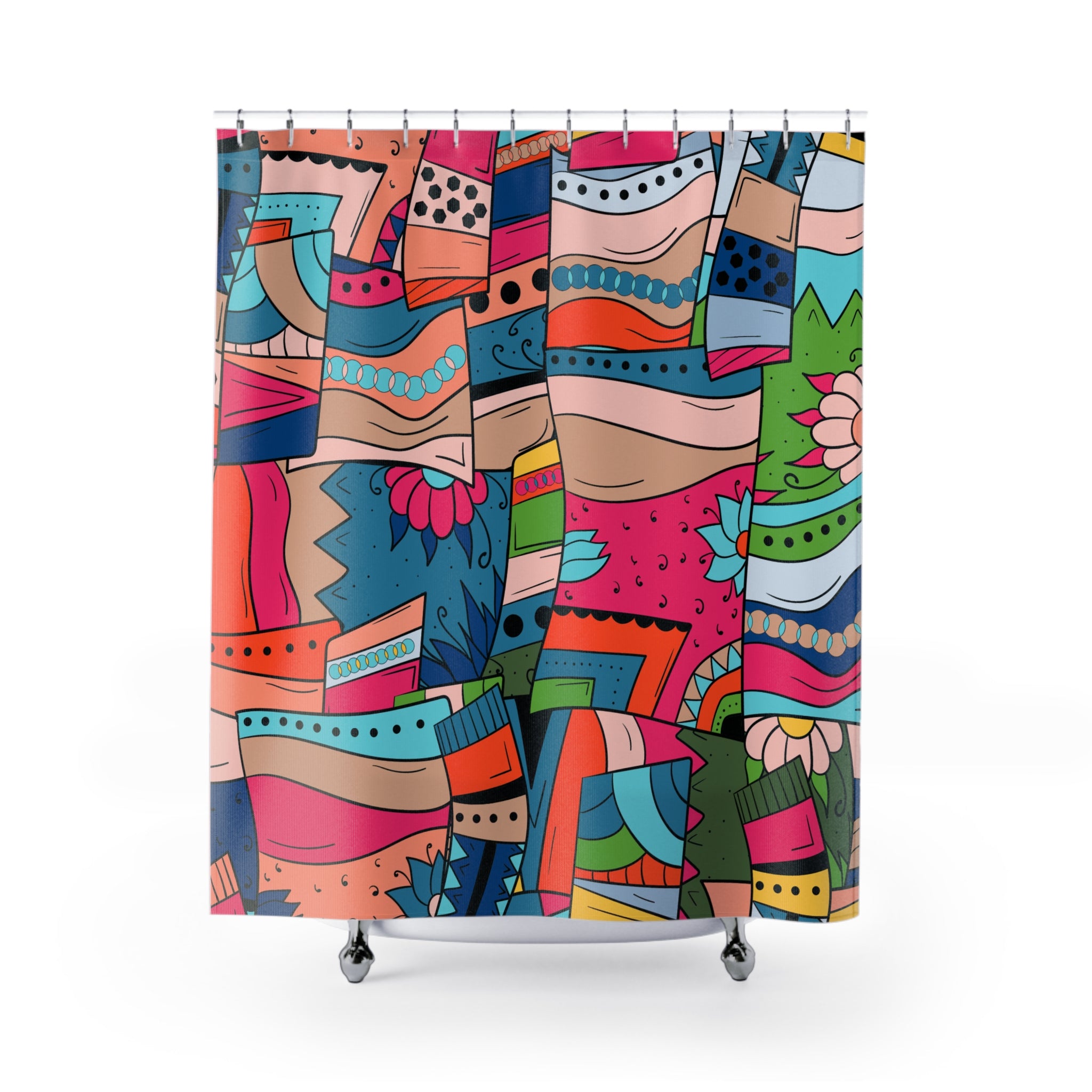 Folk Art Patchwork Shower Curtain Gift: Bohemian Charm for Eclectic Homes