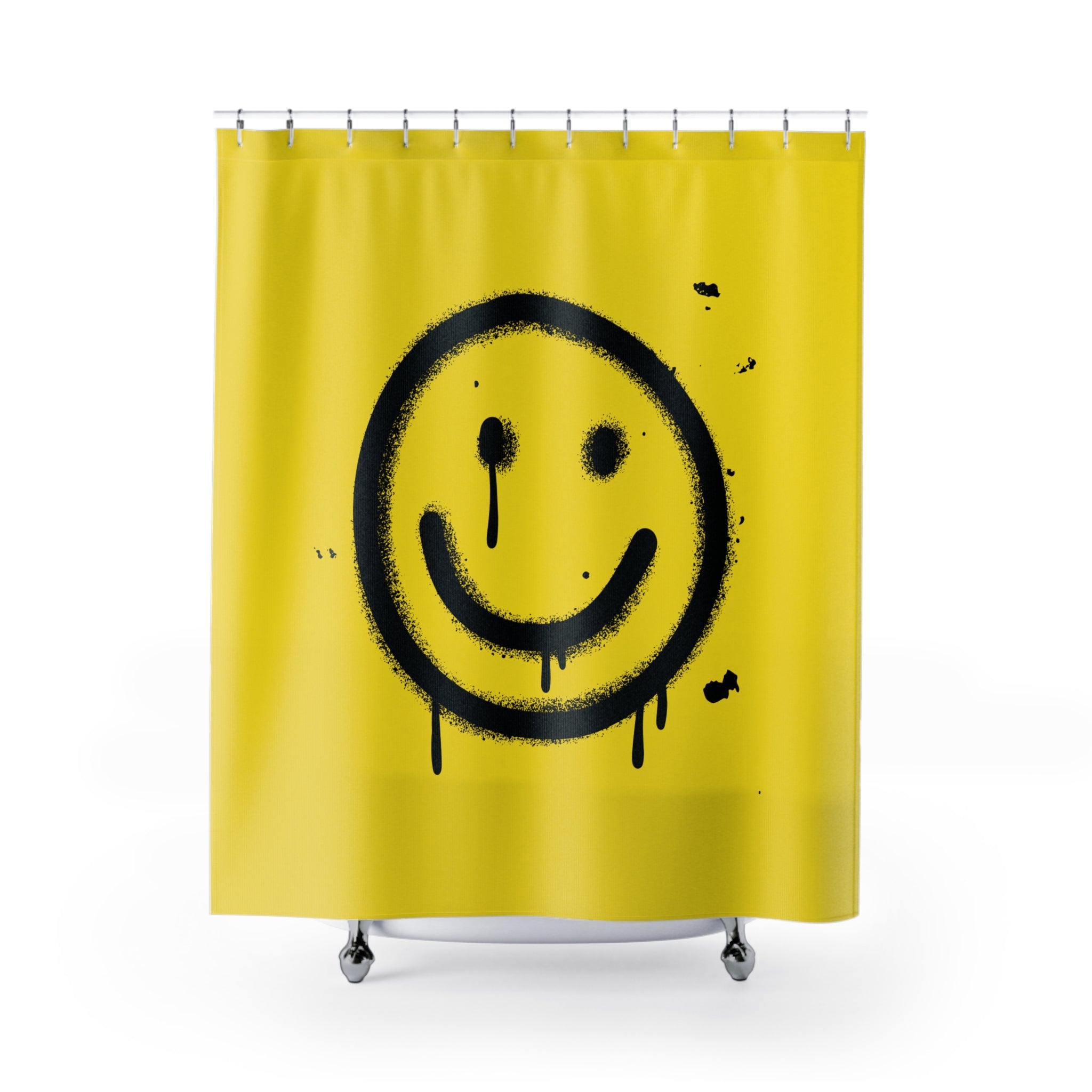 Graffiti Drip Smiley Face Shower Curtain Gift: Urban Art for Edgy Homes